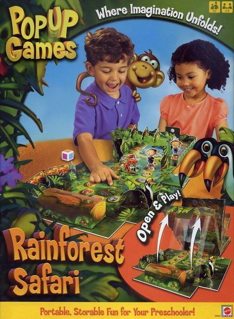 Rainforest Safari Pop Up Kids Board Games Mattel 3D Open & play -2 to 4 players