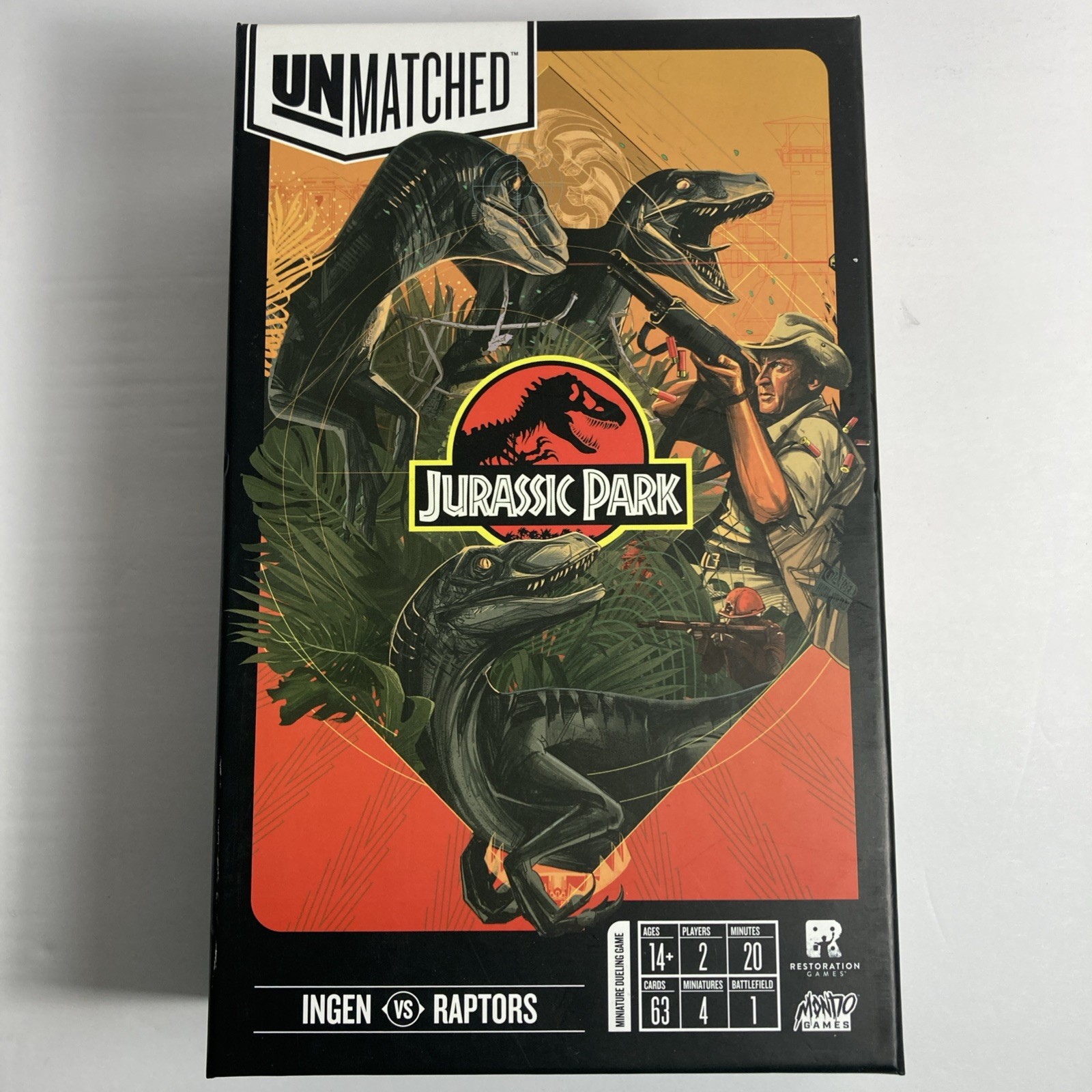 Unmatched Jurassic Park Ingen Vs Raptors Board Game Mondo/Restoration games READ