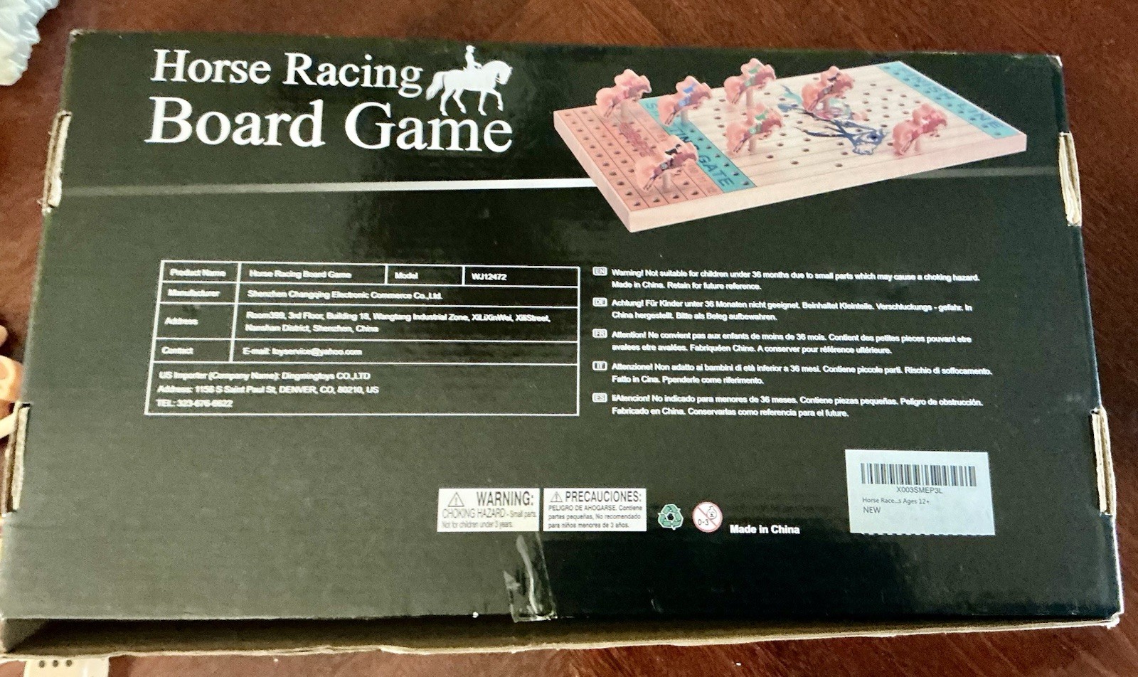 Shenzhen Horse Racing Board Game Wooden Board Horses, Chips, Dice & Cards UNUSED