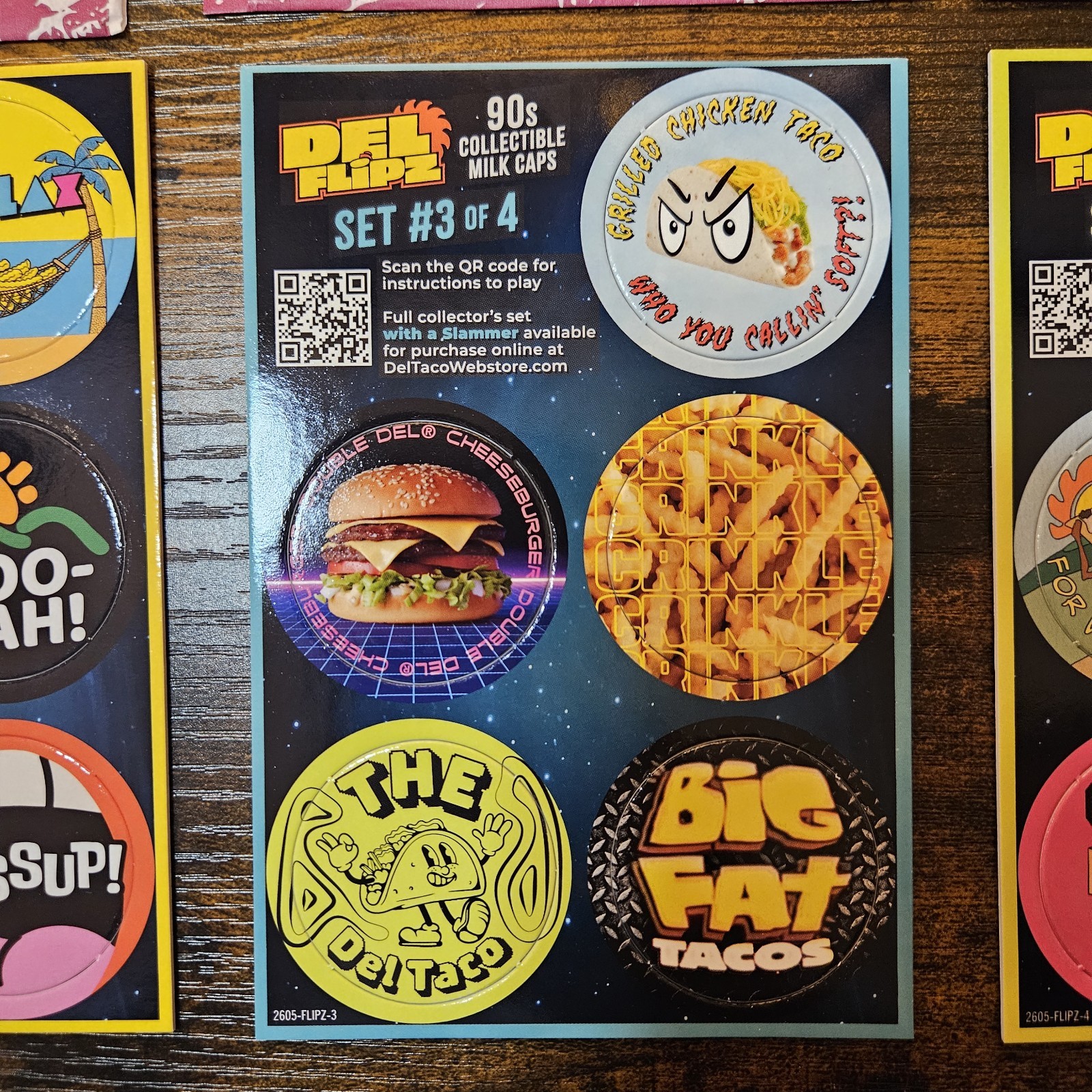 Del Taco Del Flipz Set #2/3/4×2 Pogs Milk Caps Promo 90s Promotional 2026 4 Sets