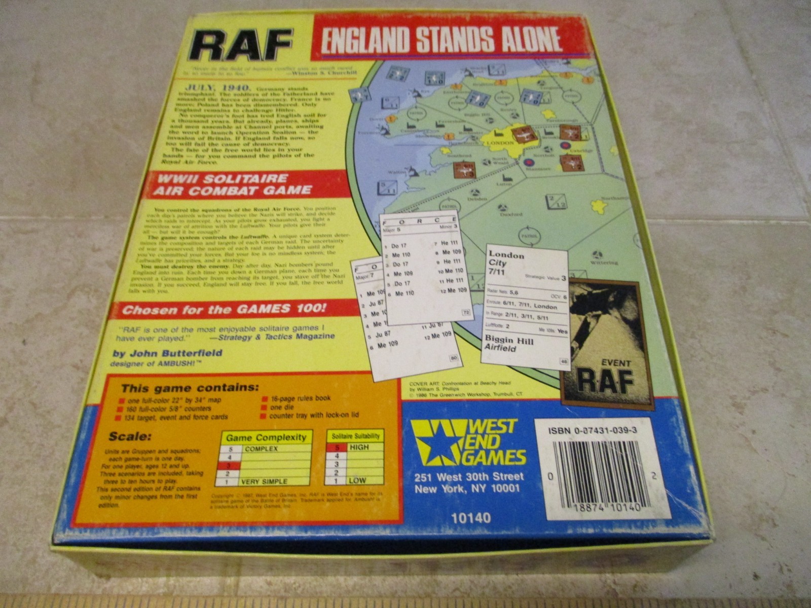 WEST END Games RAF BOARD GAME (1986) LN AUGUST 1940: THE BATTLE OF BRITAIN RPG
