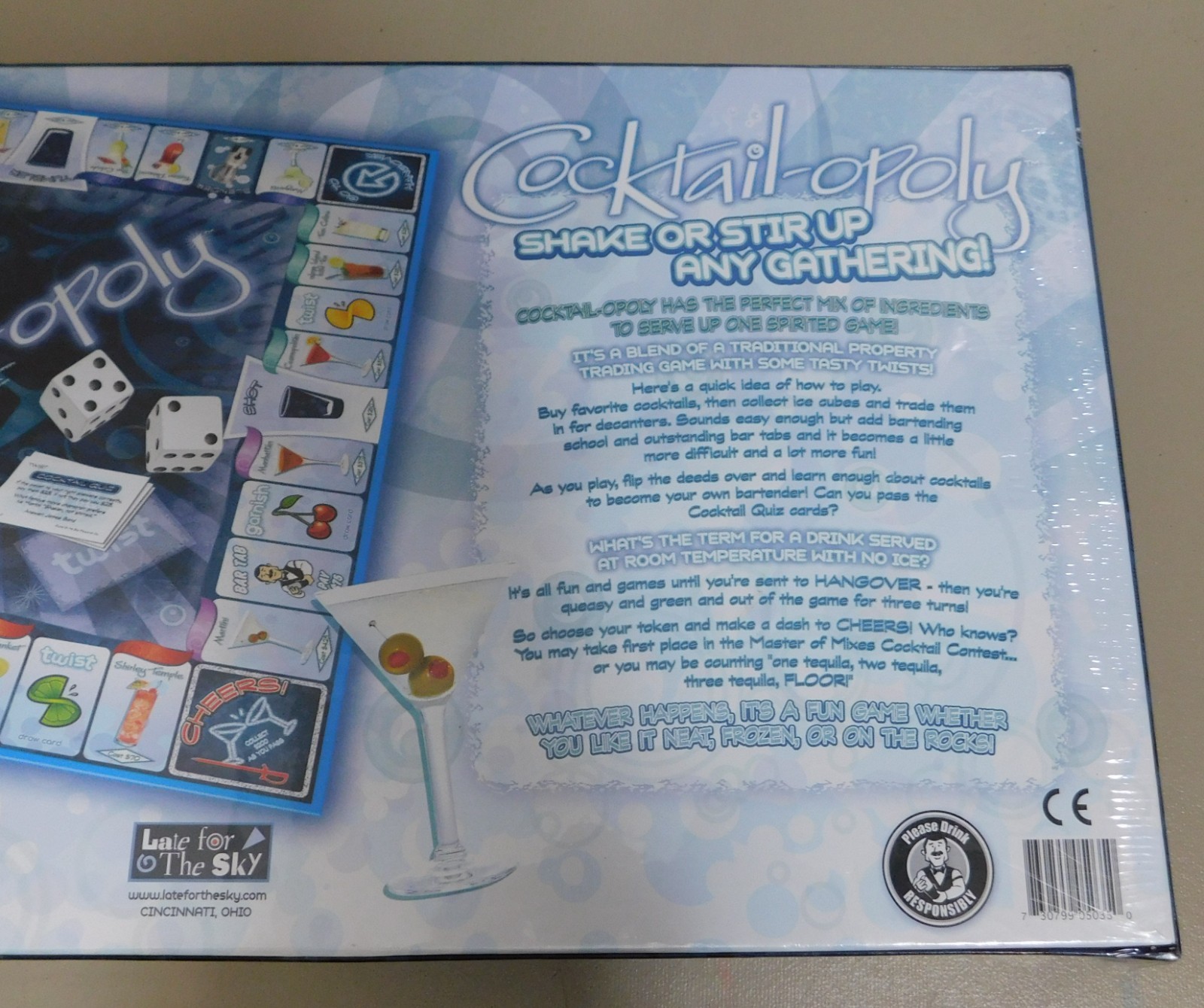 Cocktail-opoly Board Game For Adults Made In USA Late For The Sky Party Gameplay
