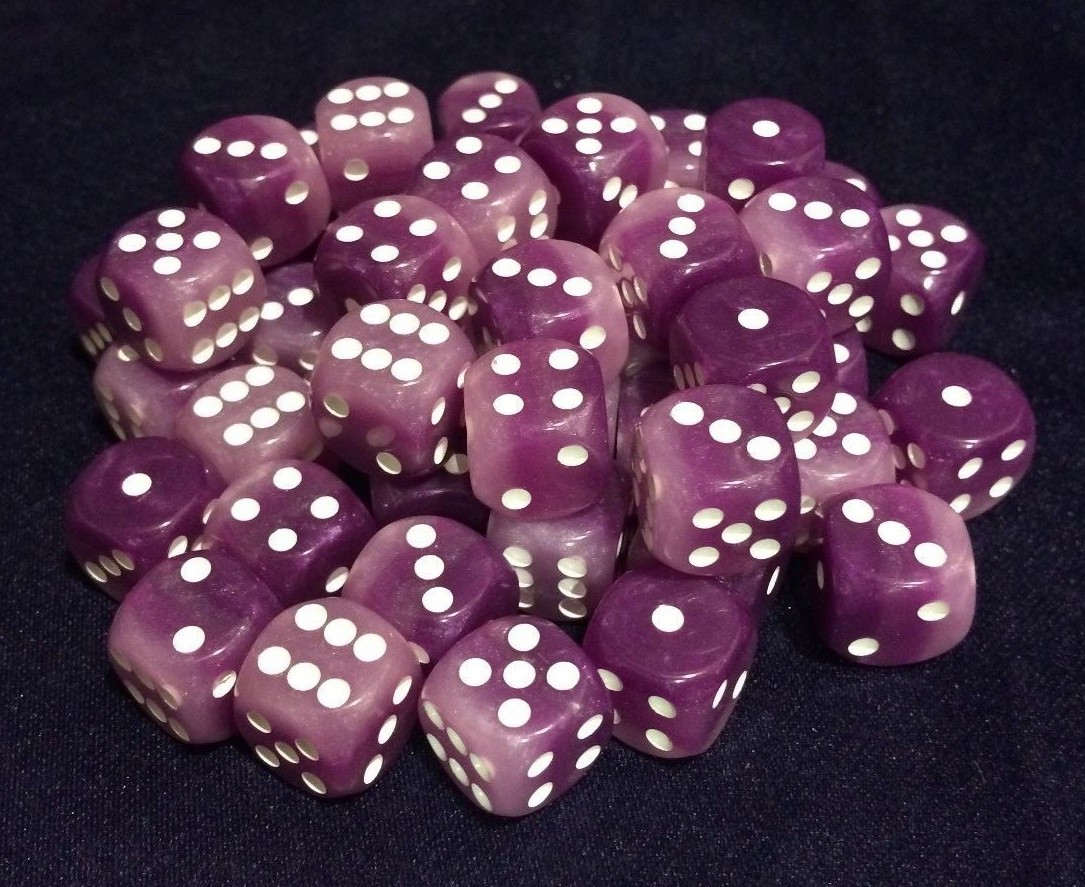 HD Dice 50x 12mm Purple Layer Pips D6