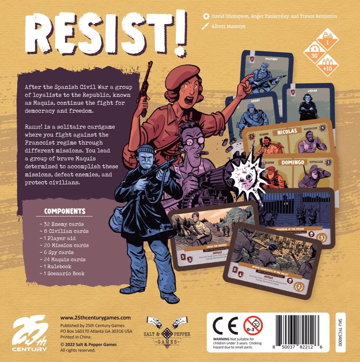Resist Ages 10 Solitaire Strategy Card Game Spanish Maquis Resistance with
