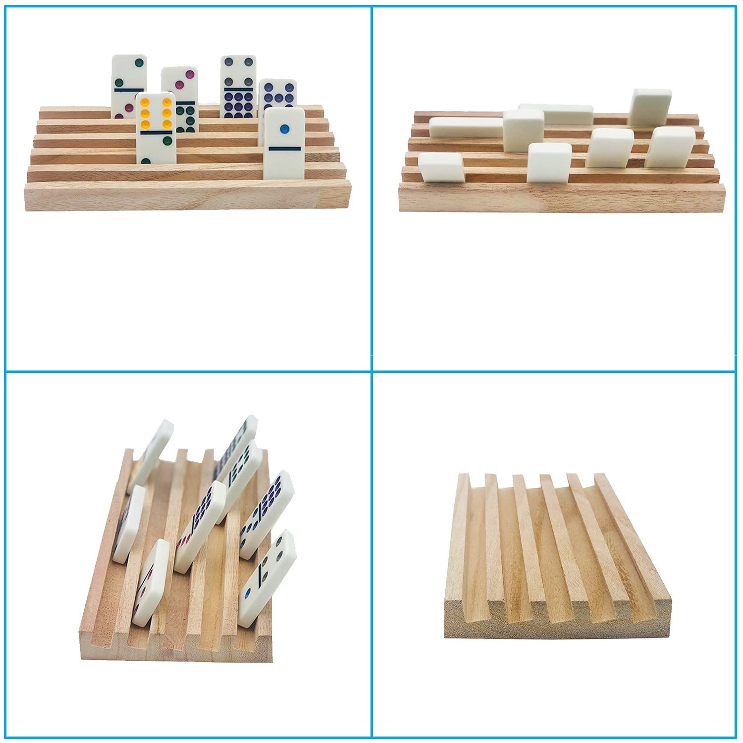 Wooden Domino Trays/Racks Set of 4 Mexican Train Domino Trays/Racks Double