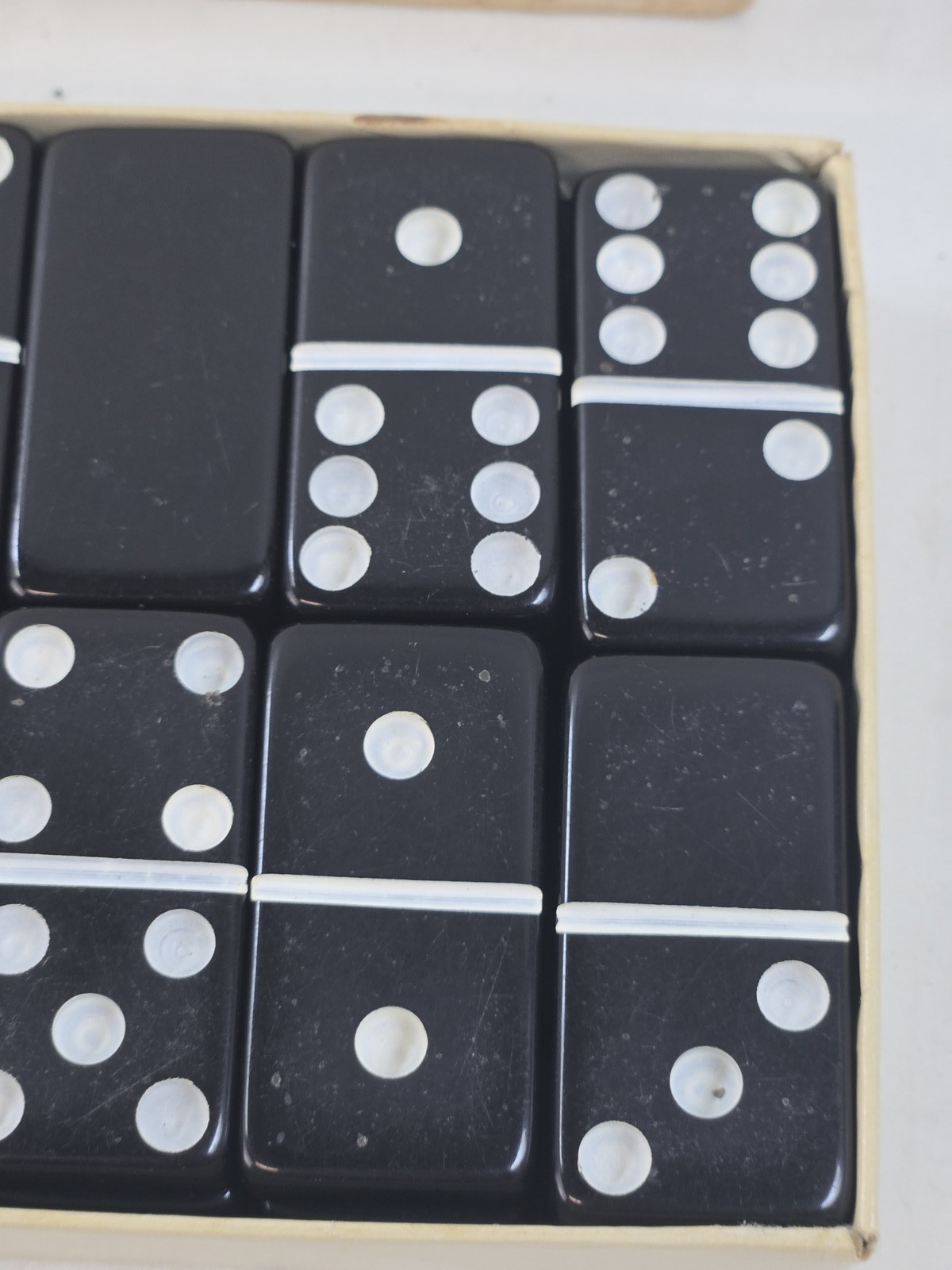 Vintage Marblelike Super Thick Dominoes Game Set Made in USA Traditional Tile