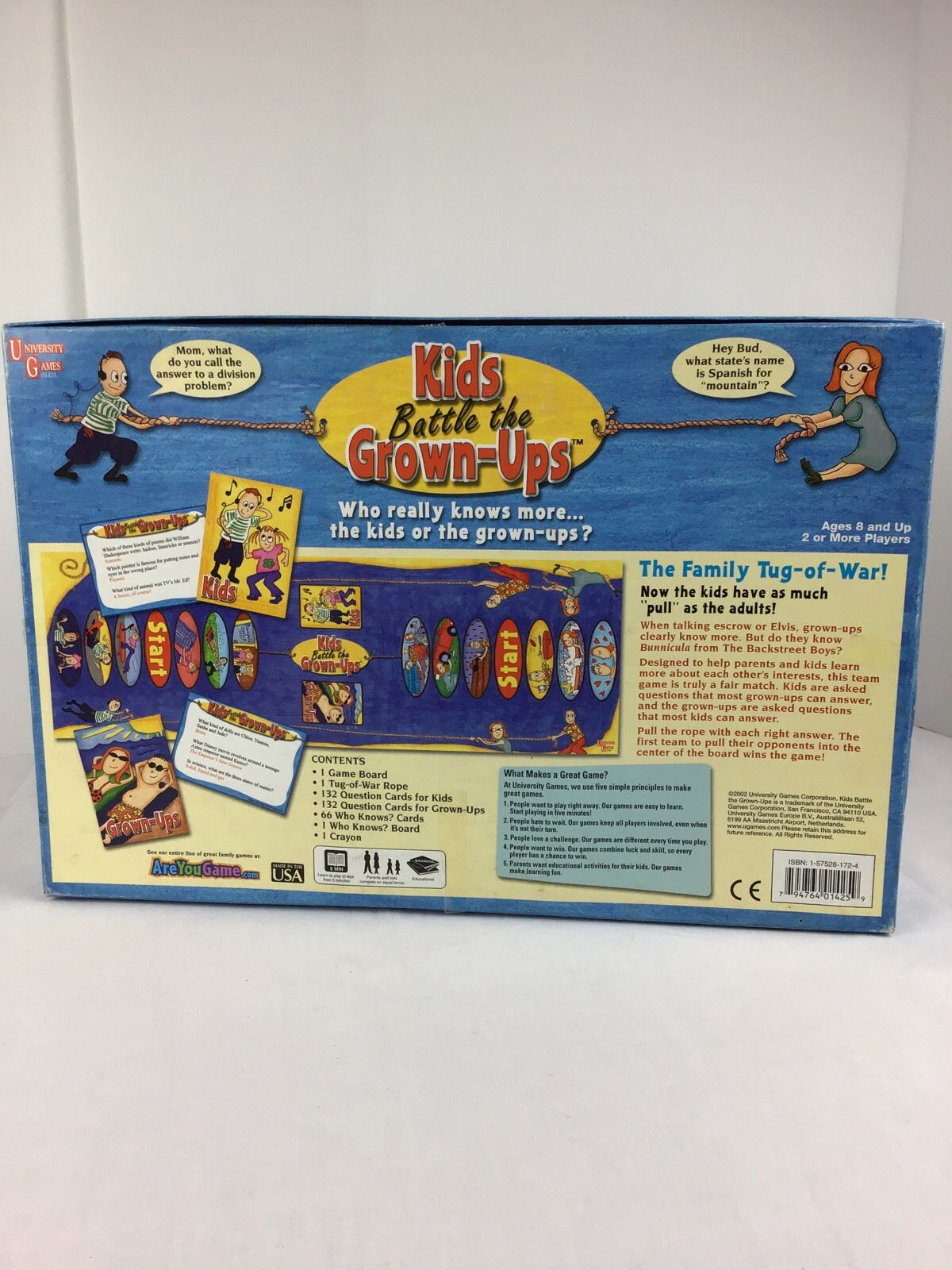 Kids Battle The Grown Ups Trivia Board Game University Games 2002 Complete