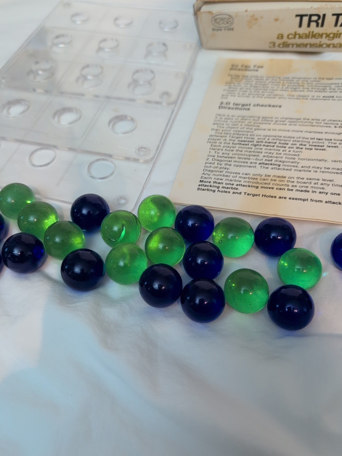 Vintage Reiss Tri Tac Toe Marbles 3D Tic Tac Toe Game 1973 Missing Rods