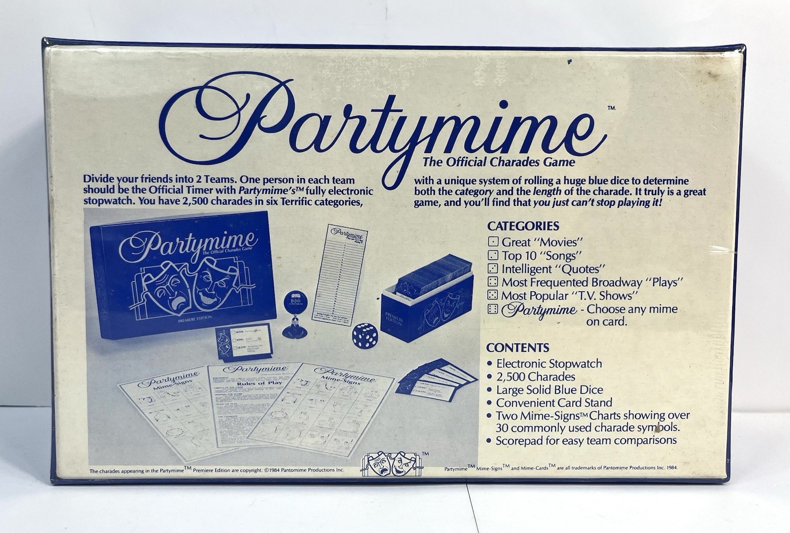 Partymime The Official Charades Party Game Premiere Edition 1984
