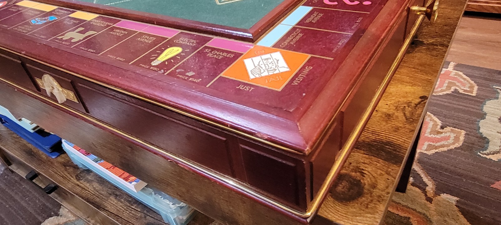 Monopoly Luxury Edition Wood Game Board 1991-Please Read Description