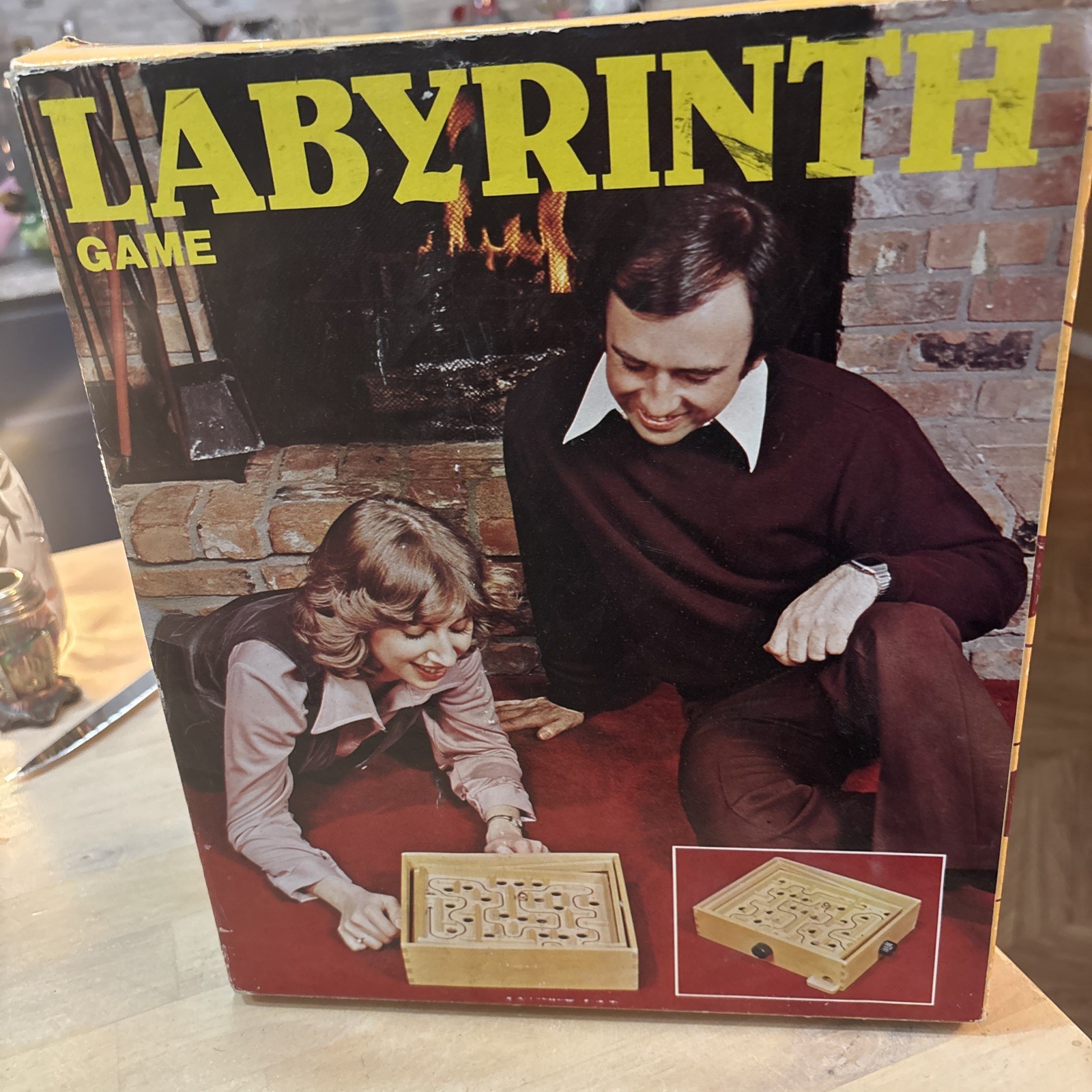 Vtg 80s Labyrinth Wooden Steel Ball Marble Tilting Maze Puzzle Game Roll-A-Maze