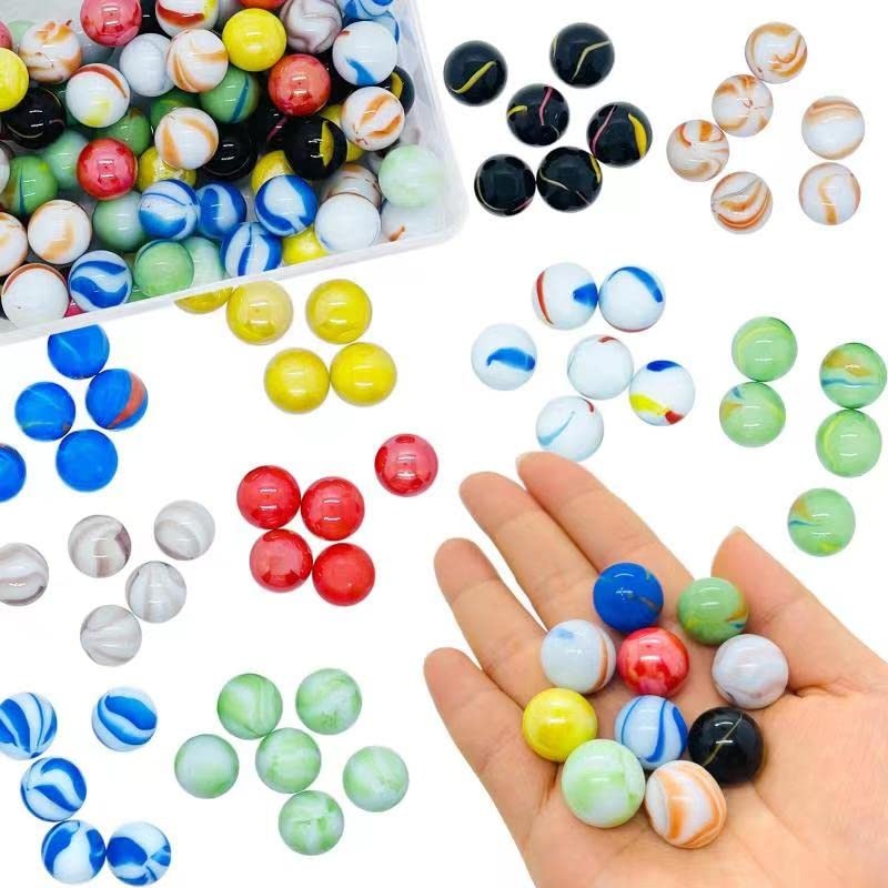 SAIBURAZ 100 Pieces Colorful Glass Marbles Set for Marble Games, Medium