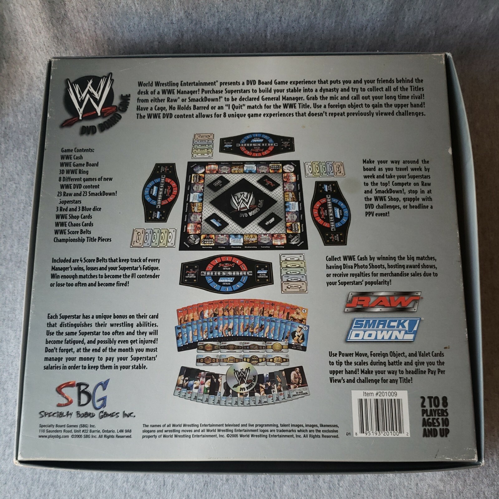 World Wrestling Entertainment DVD Board Game Smack Down Raw 2005