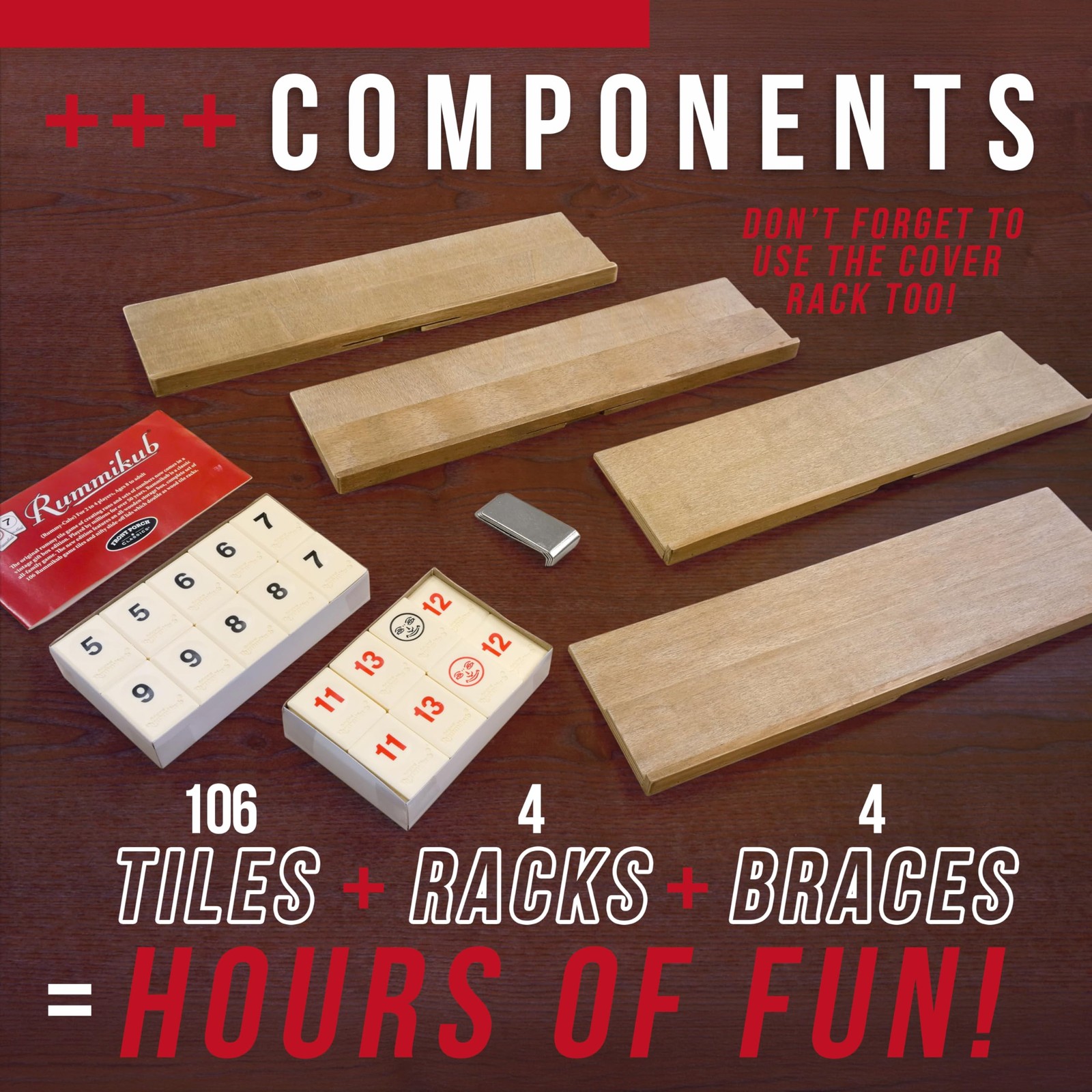 Front Porch Classics, Rummikub Vintage Edition in AllWood Storage Case with 4…