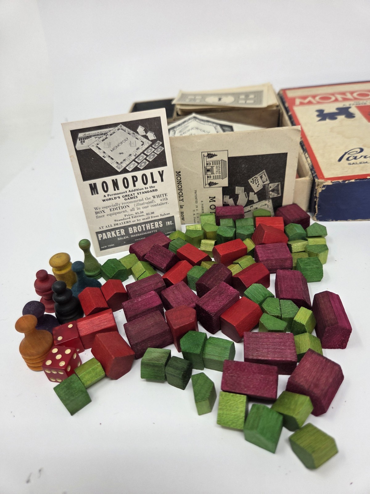 Rare 1941 MONOPOLY Game-Parker Brothers-“Trade Mark” Black Box-No Board Vintage