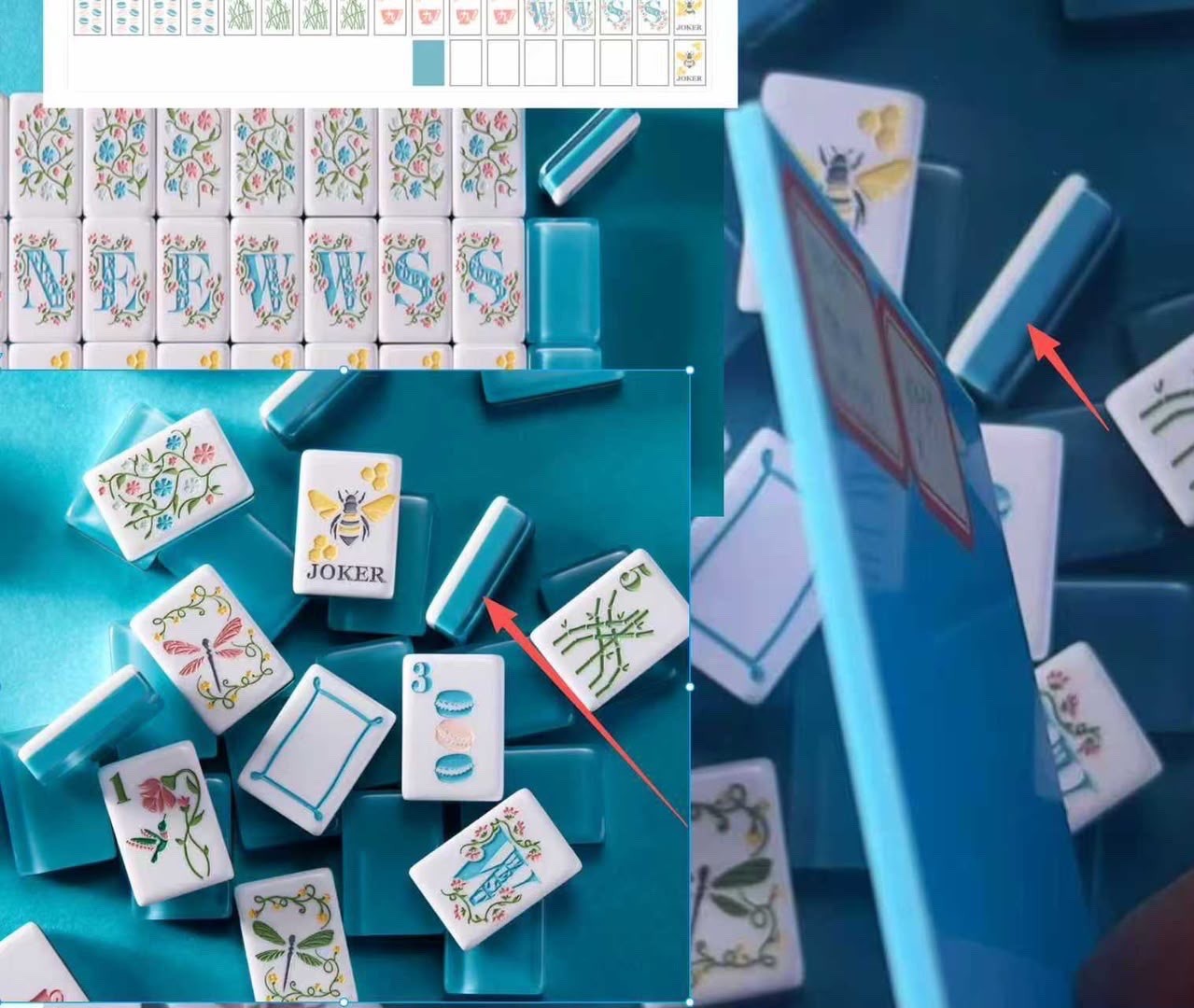 Let’s Garden Party Inspired 2-Layer Blue Back American Mahjong Tiles