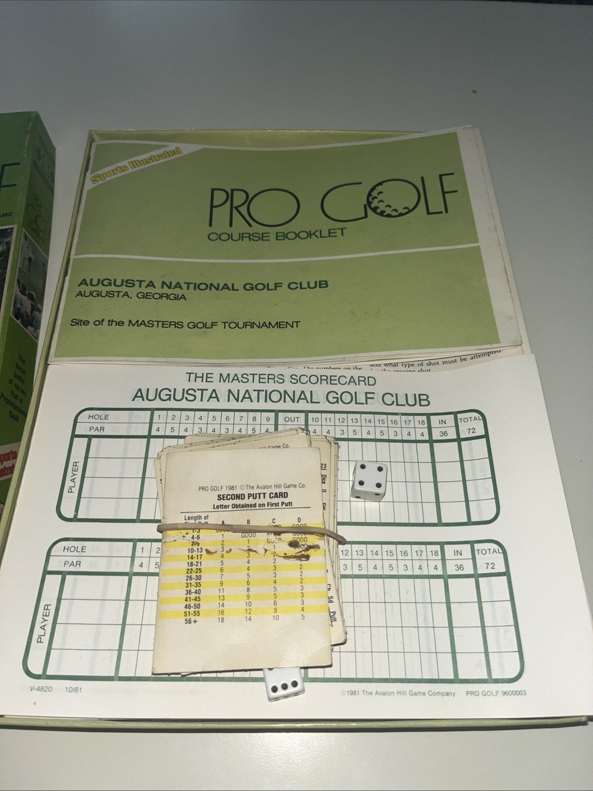 Pro Golf Sport Illustrated 1982,The Avalon Hill Game Company. Used.Printed In US