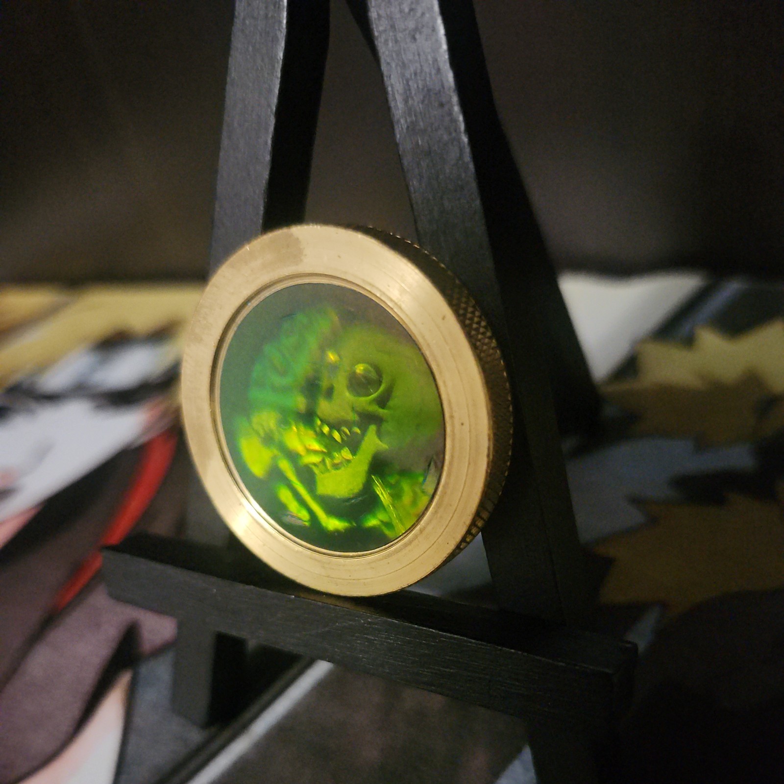 Rare Vintage POG SLAMMER Retro 1990’s HOLOGRAPHIC poison Solid Brass 1/4” Inches