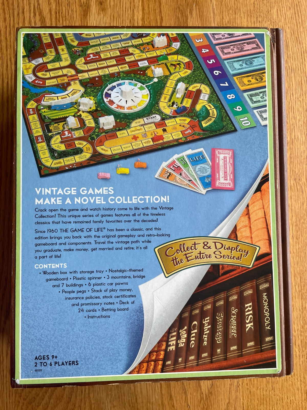 The Game of Life Vintage Bookshelf Game Collection Wooden Box Edition COMPLETE