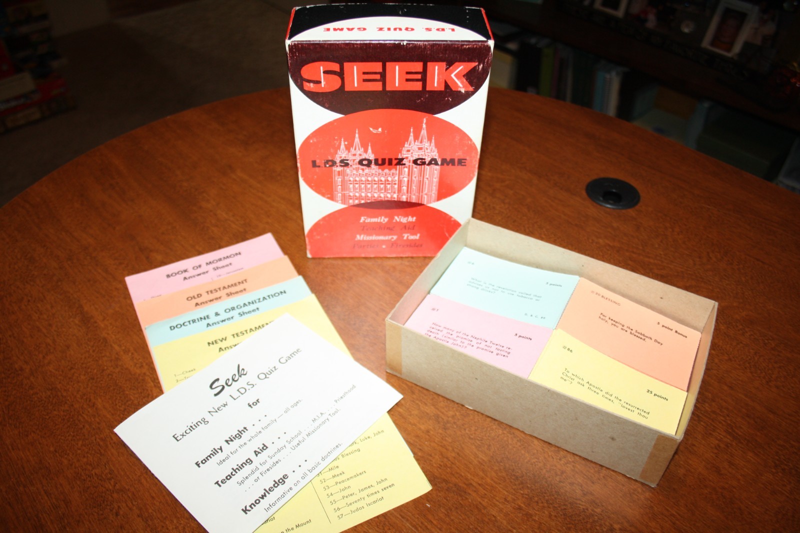 Vintage Seek LDS Quiz Game – FHE Teaching Aid Missionary Mormon – Bookcraft 1958