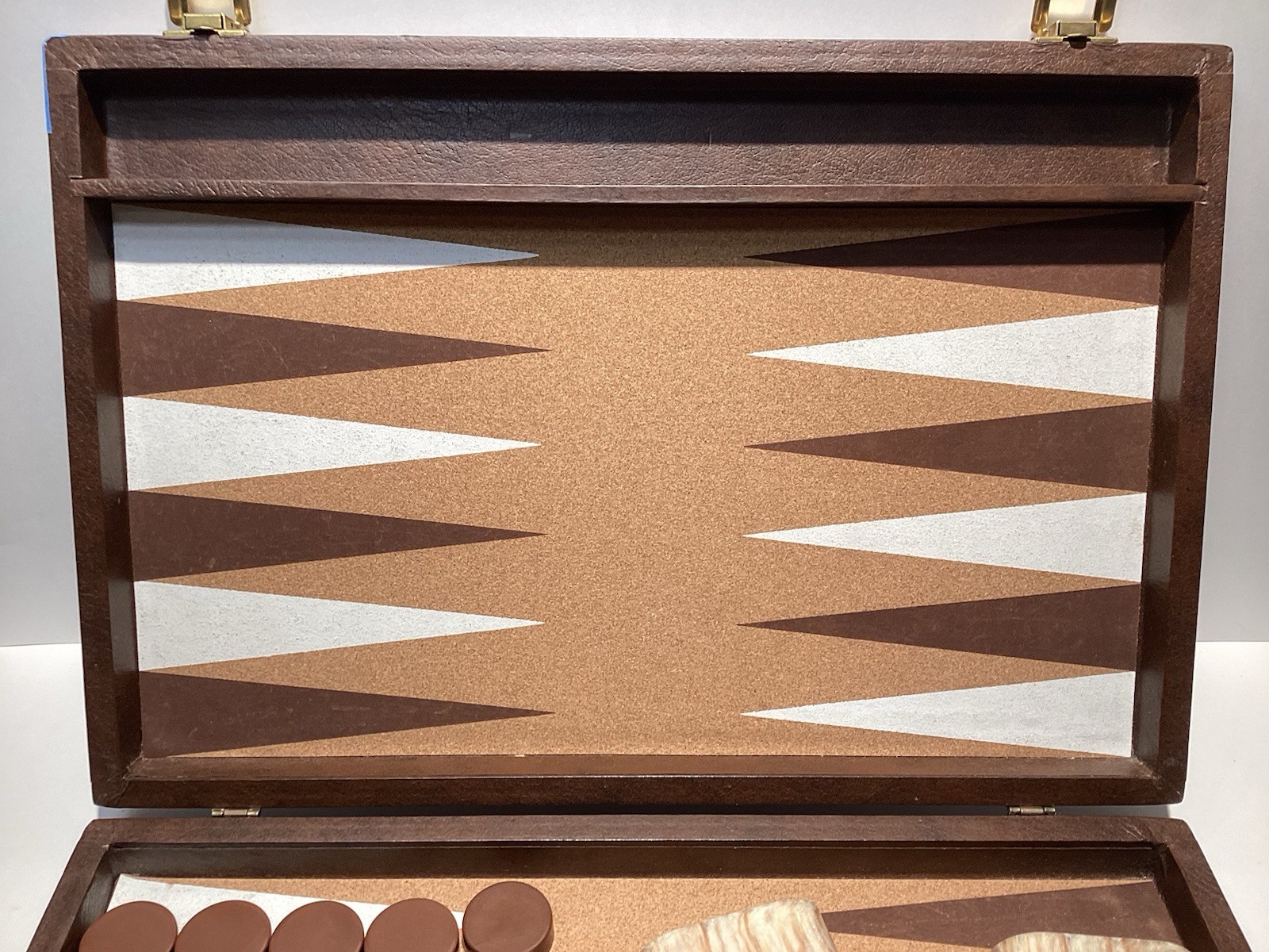 Cardinal Backgammon Set with 1.5″ Resin Beige & Brown Checkers- Nice Basic Set
