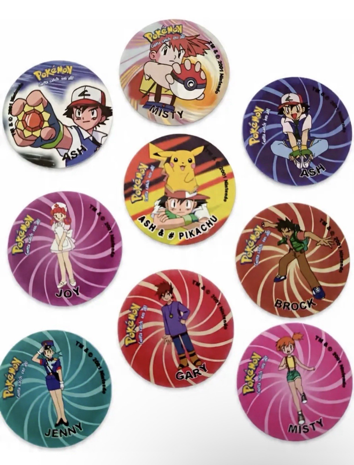 Pokemon Tazos 1st Generation Lot 36 Pieces Ash Misty Brock Pikachu