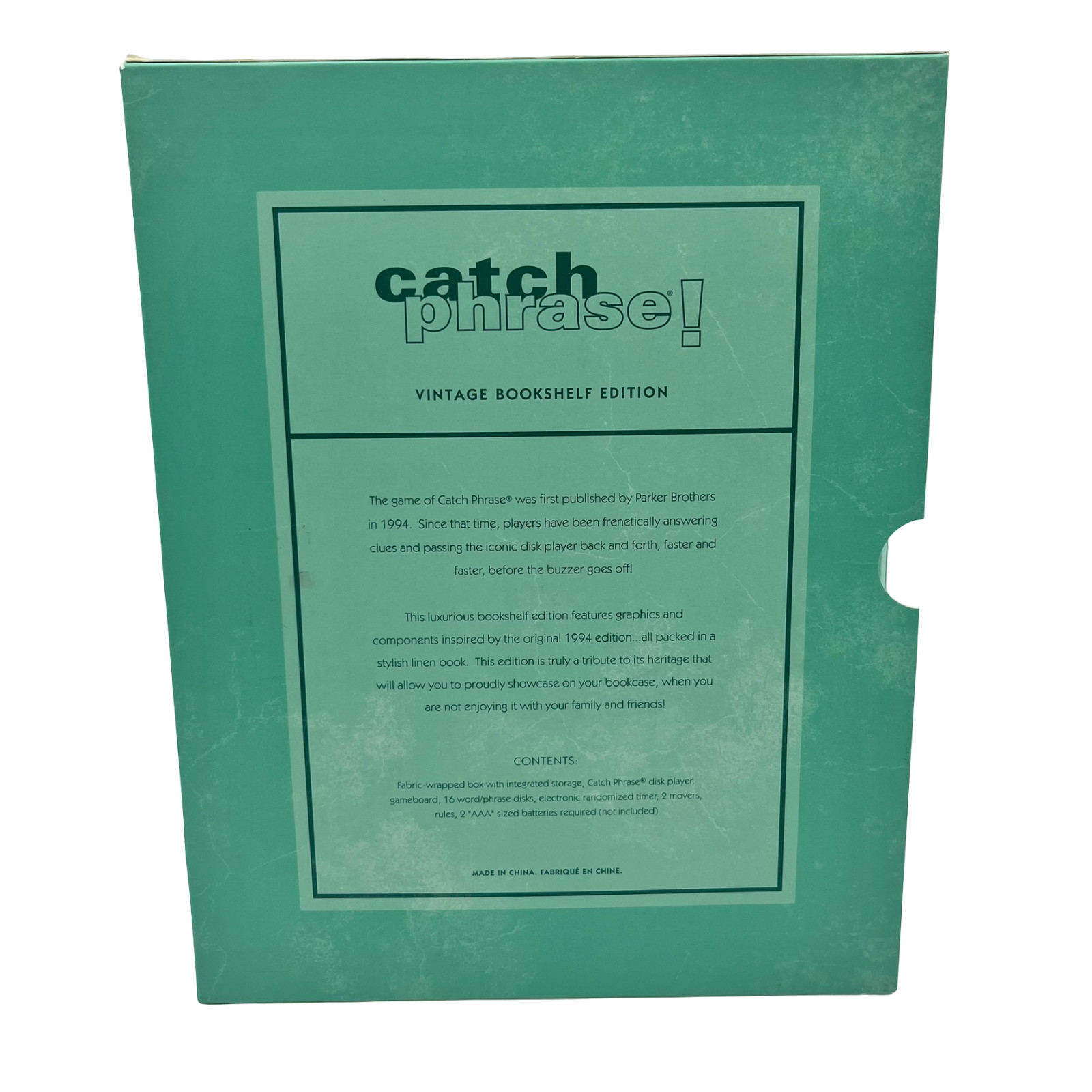Catch Phrase! Board Game Vintage Bookshelf Edition Linen Open Box