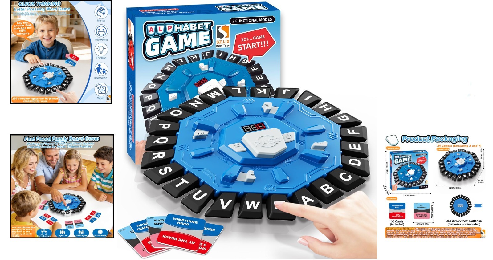 Family-Friendly Word Game – 2 Modes, 35 Cards, Enhances Language Skills, Blue