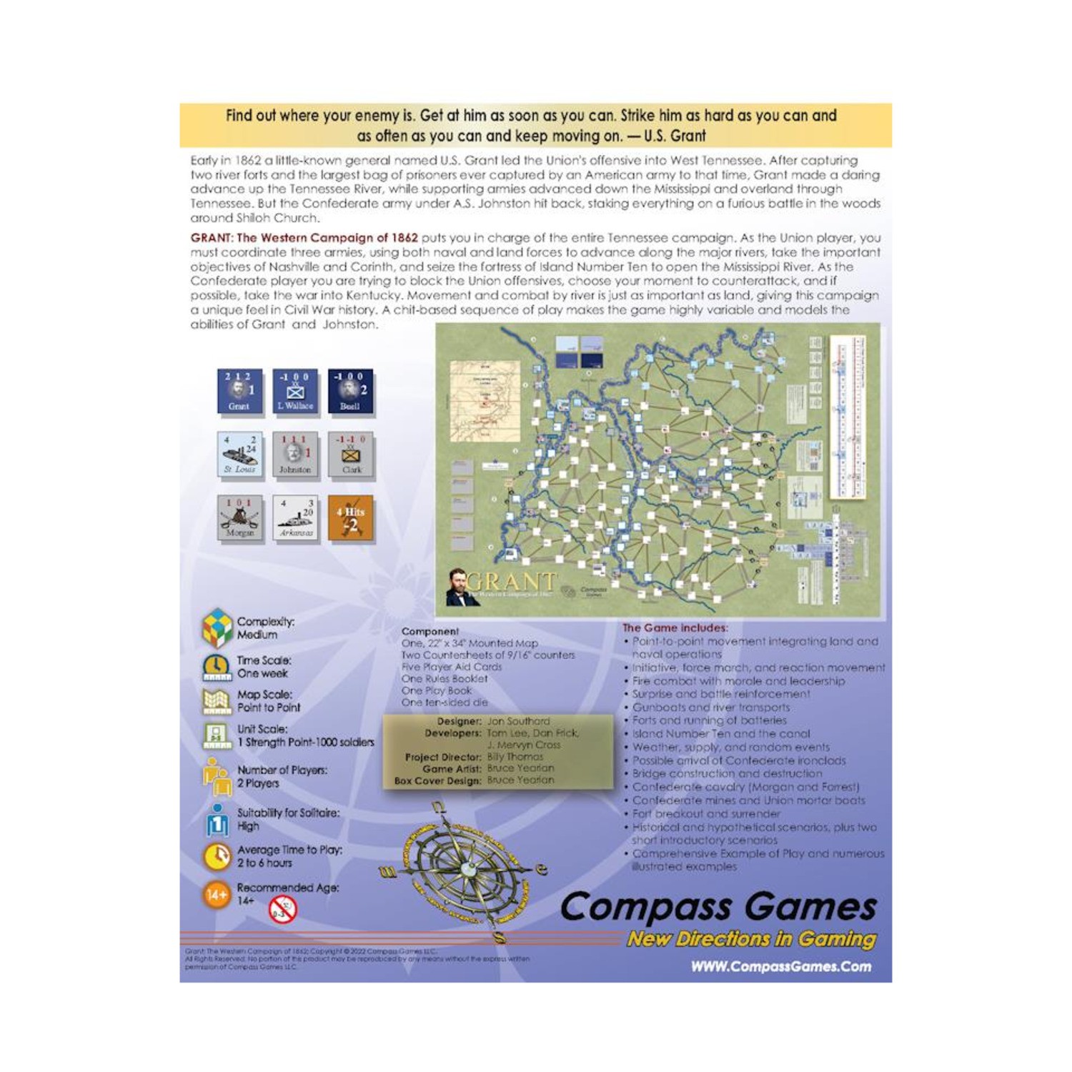 Compass Civil War Wargame Grant – The Western Campaign of 1862 Box VG+/NM