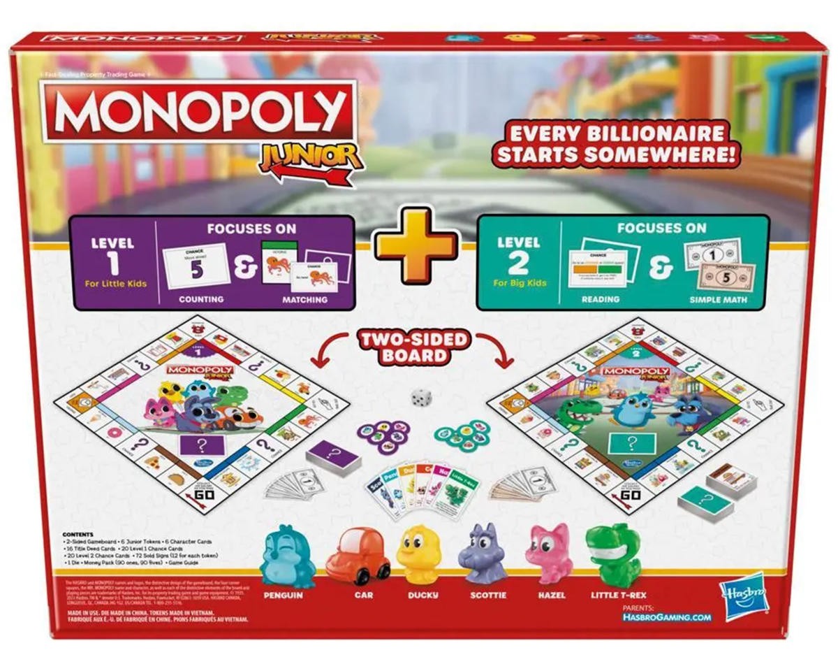 Hasbro Monopoly Junior 2-Sided Board Game [HSBF8562]