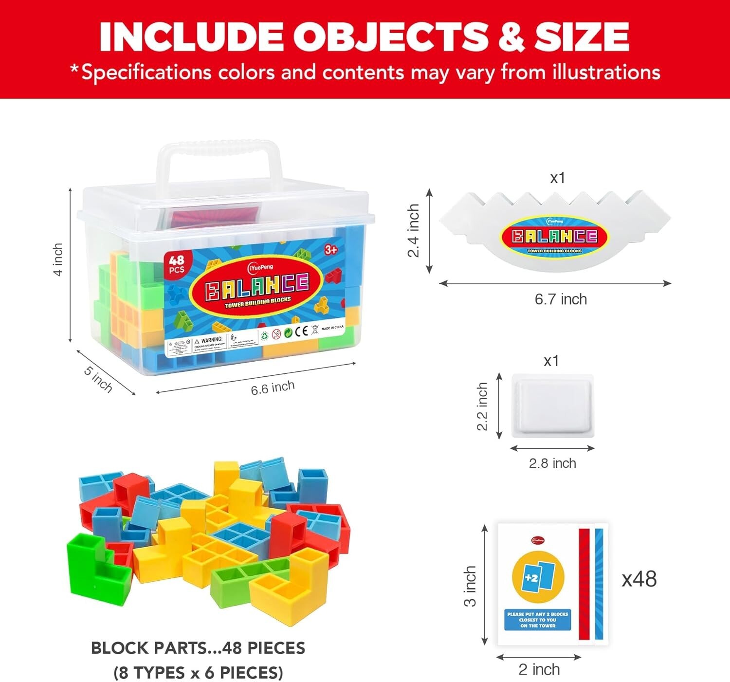 48 Pcs Board Games for Kids & Adults Tetra Balance Tower Stacking Toys Perfec…
