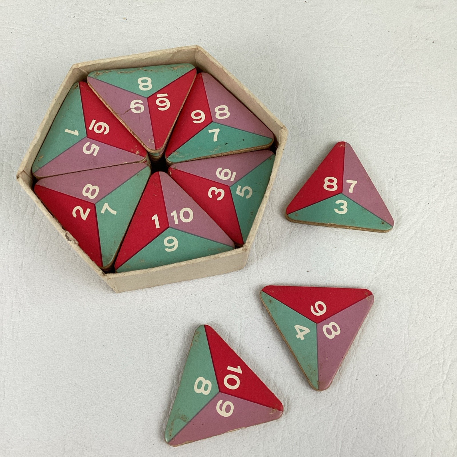 Contack Triangle Matching Game Vintage 1962 Parker Brothers Colored Number Tiles