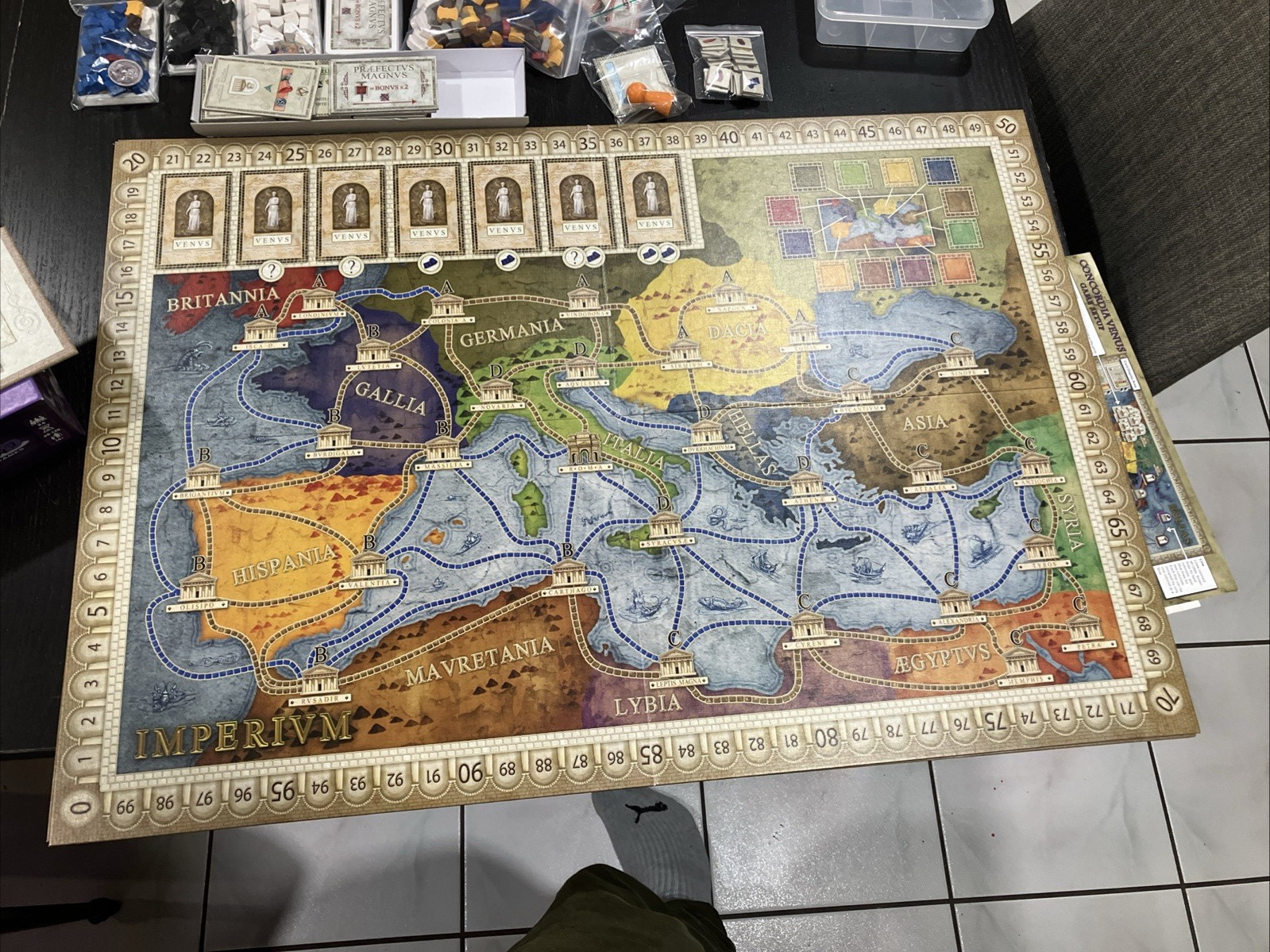 Concordia Venus Board Game With Salsa Expansion & Aegyptus et Creta maps.