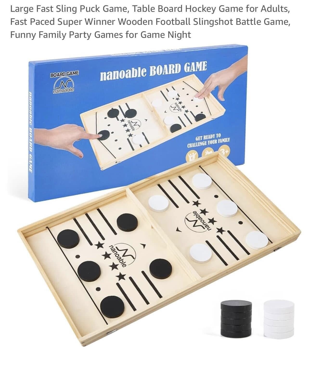 Large Fast Sling Puck Game, Table Board Hockey Game for Adults, Fast Paced Su…