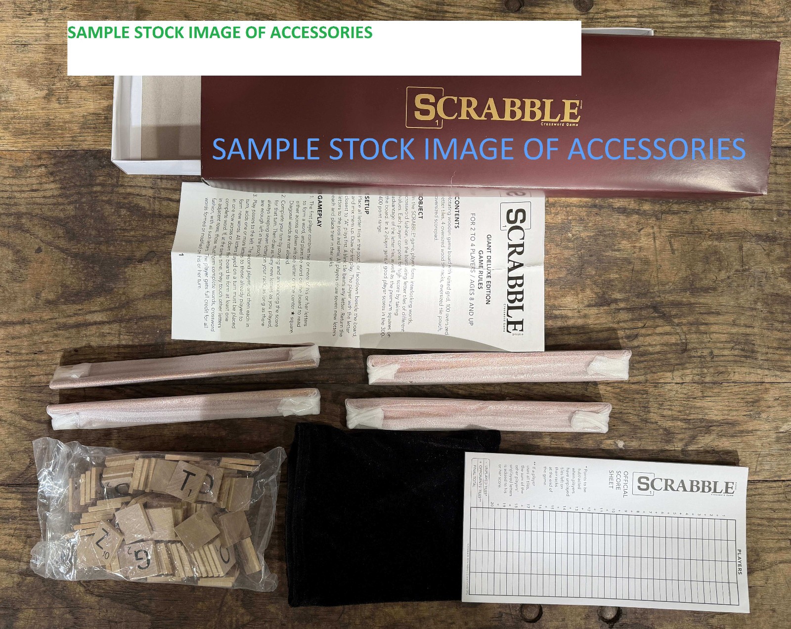 Scrabble Giant Deluxe Wooden Edition Turntable Board Game Open Box Item