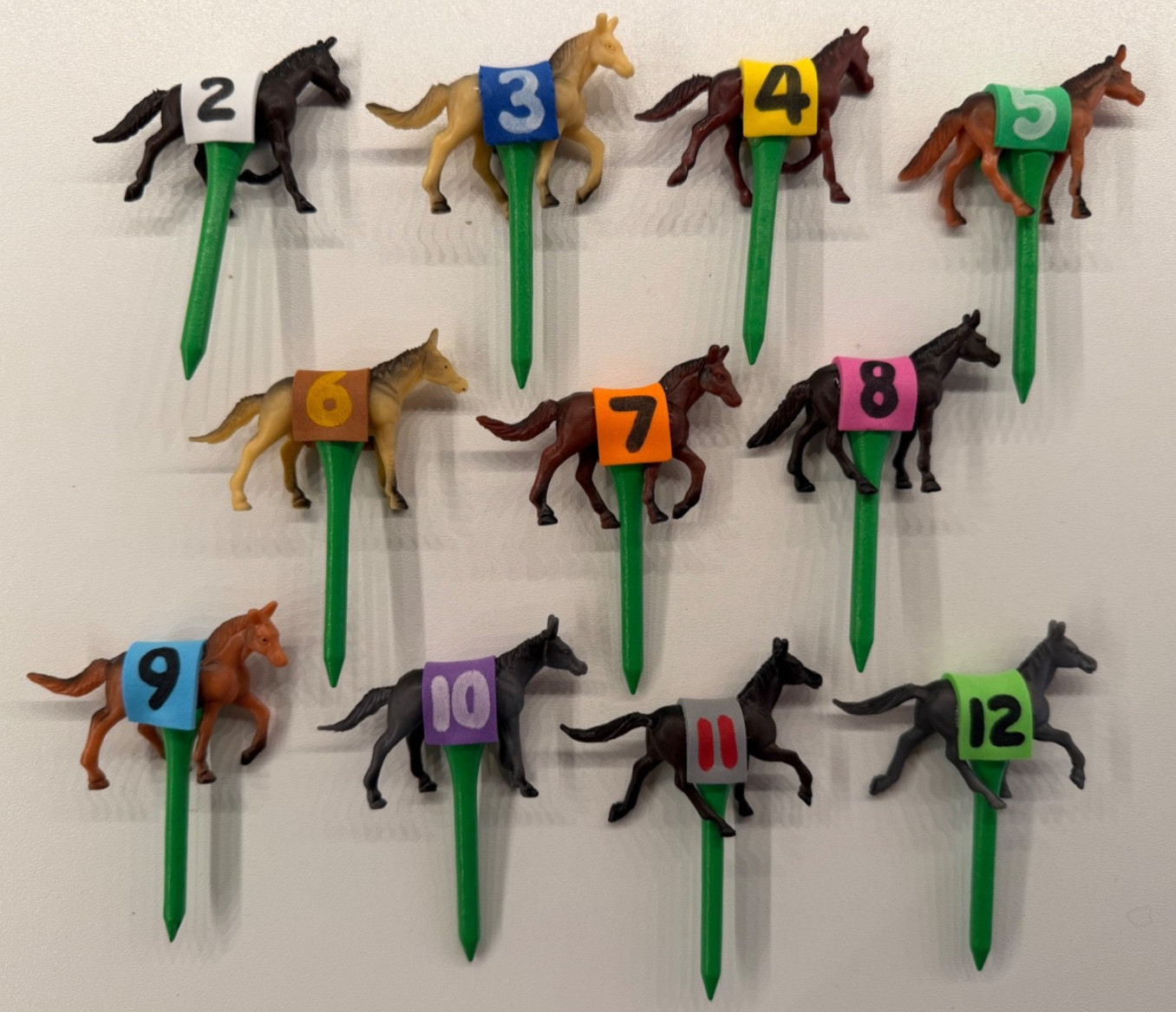 Custom Horse Game Pieces Tokens Race Derby – handmade #’s saddles GREEN tees