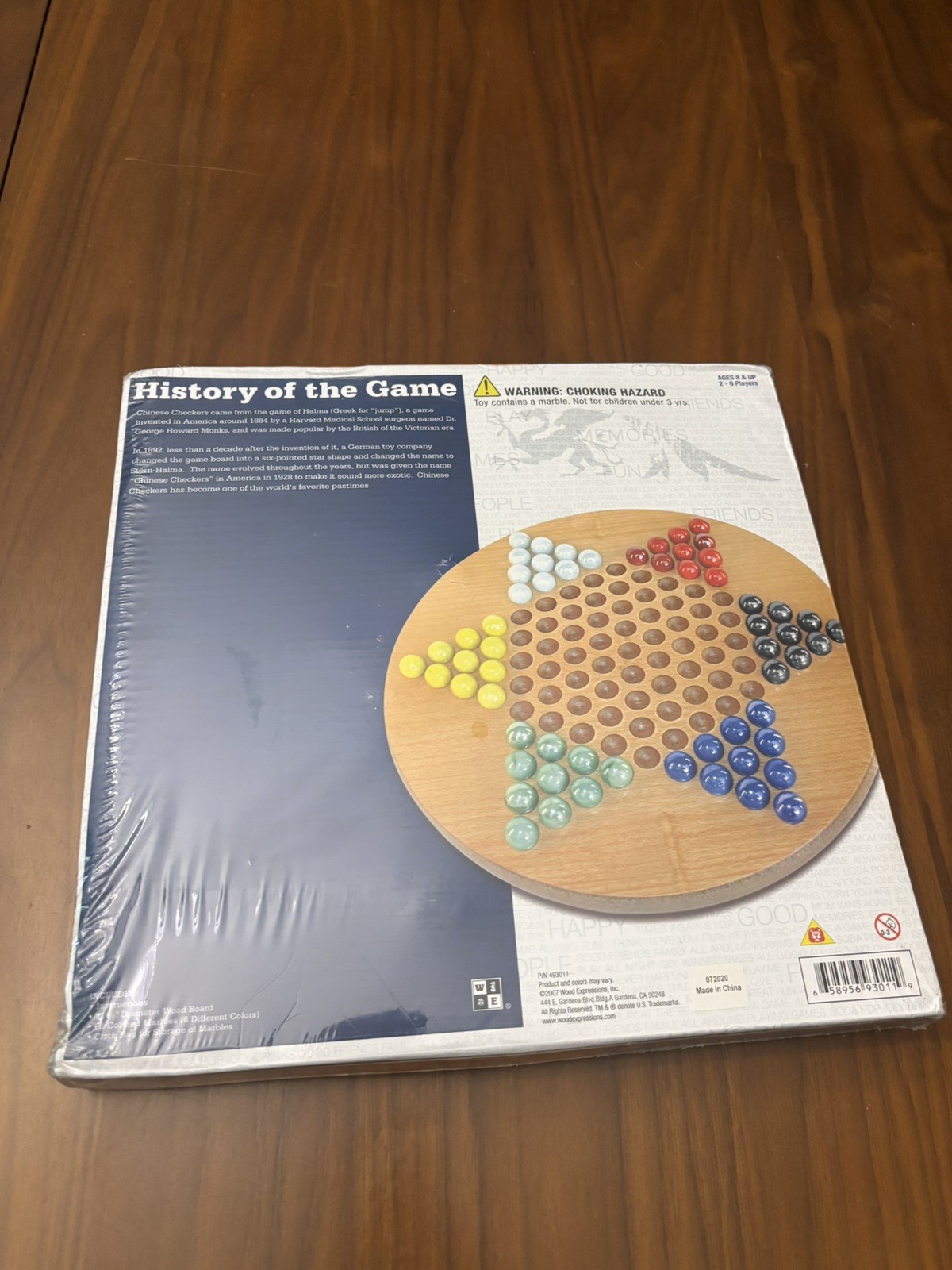 WE Games Solid Wood Chinese Checkers Set Glass Marbles 11.5 Inch NEW Sealed ‘07
