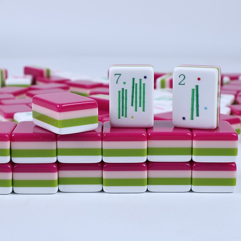 NEW! Vibrant Layered Mahjong Tiles – American Set 160 Tiles – Hot Pink Magenta/