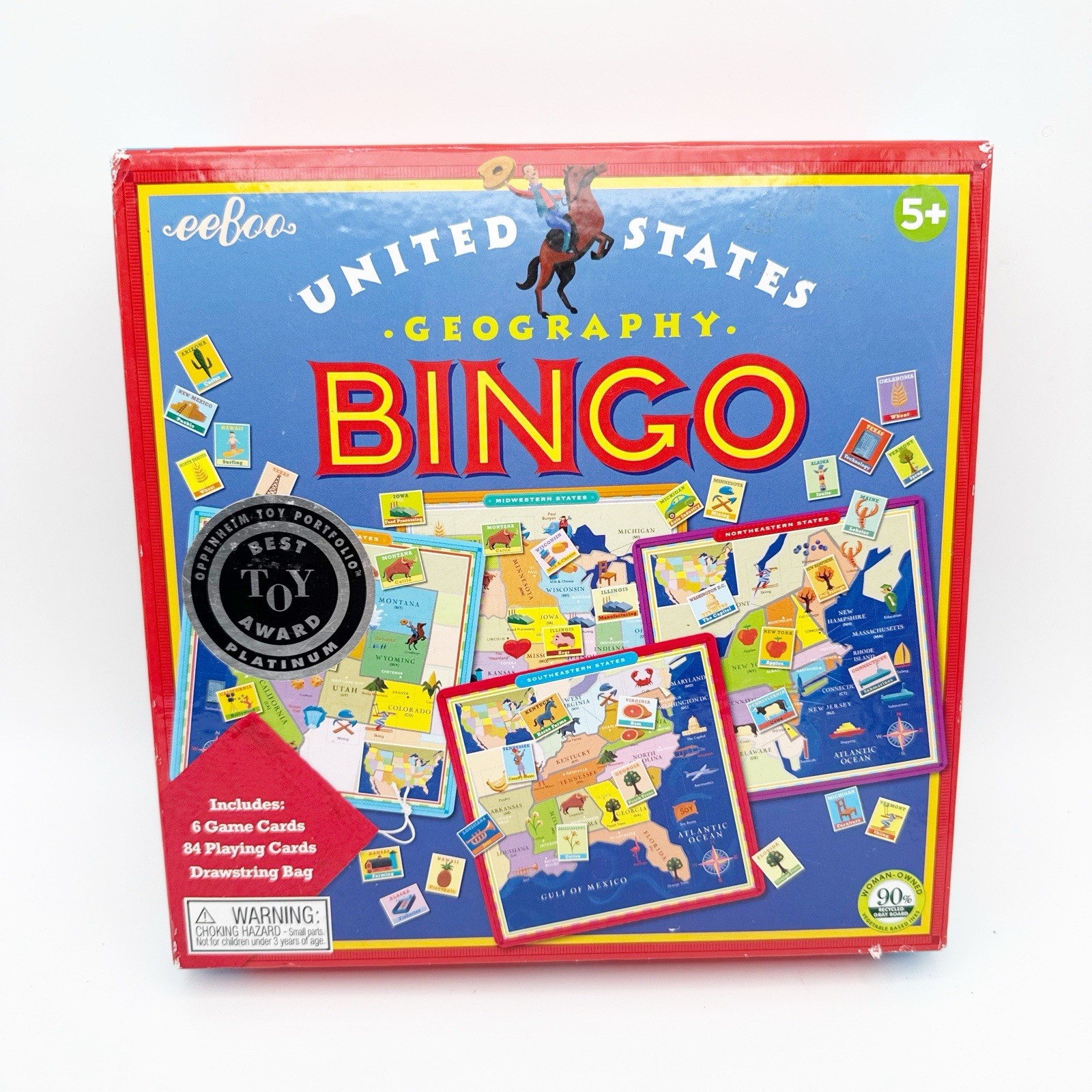 EEBOO United States Geography Bingo Board Game Complete
