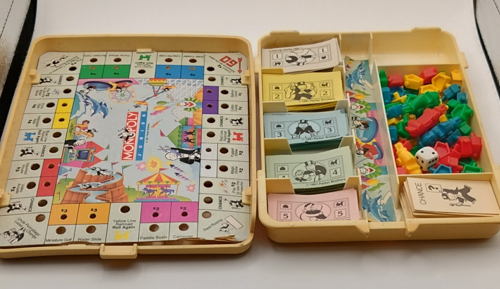 Vintage 1991 Parker Brothers Monopoly Junior Travel Edition Complete In Box