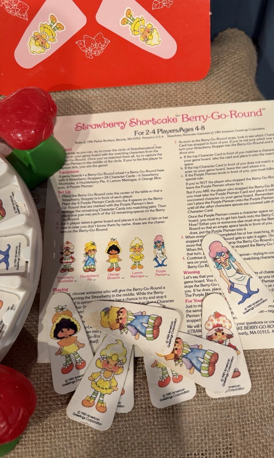1981 Parker Brothers Strawberry Shortcake Berry-Go-Round Carousel Game, Complete