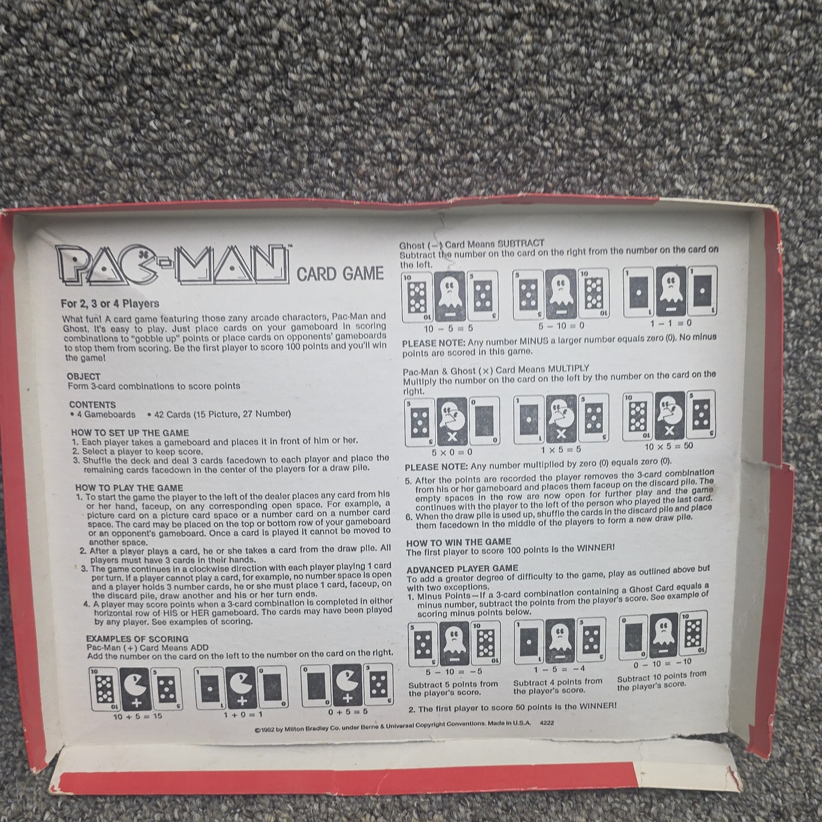 Vintage 1982 Pac-Man Card & Board Game Milton Bradley Complete Arcade Classic