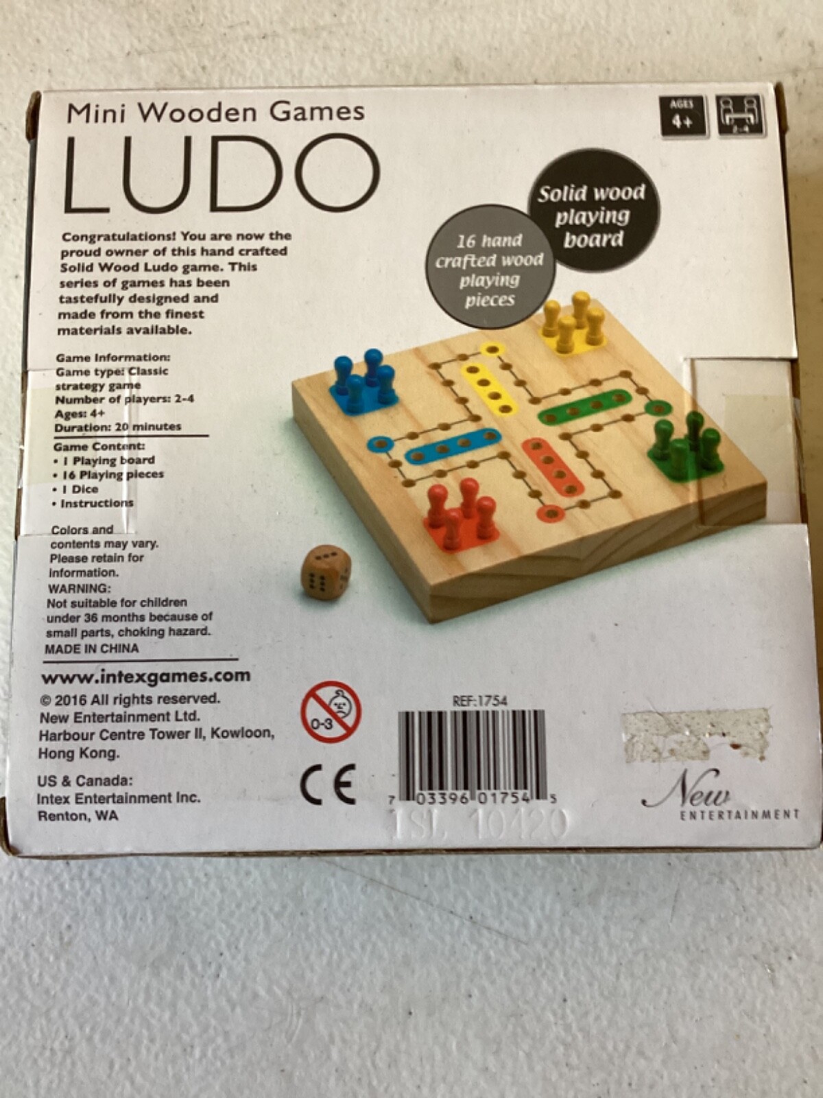 Mini Ludo Wooden Board Game by New Entertainment Modern Fun Board Game