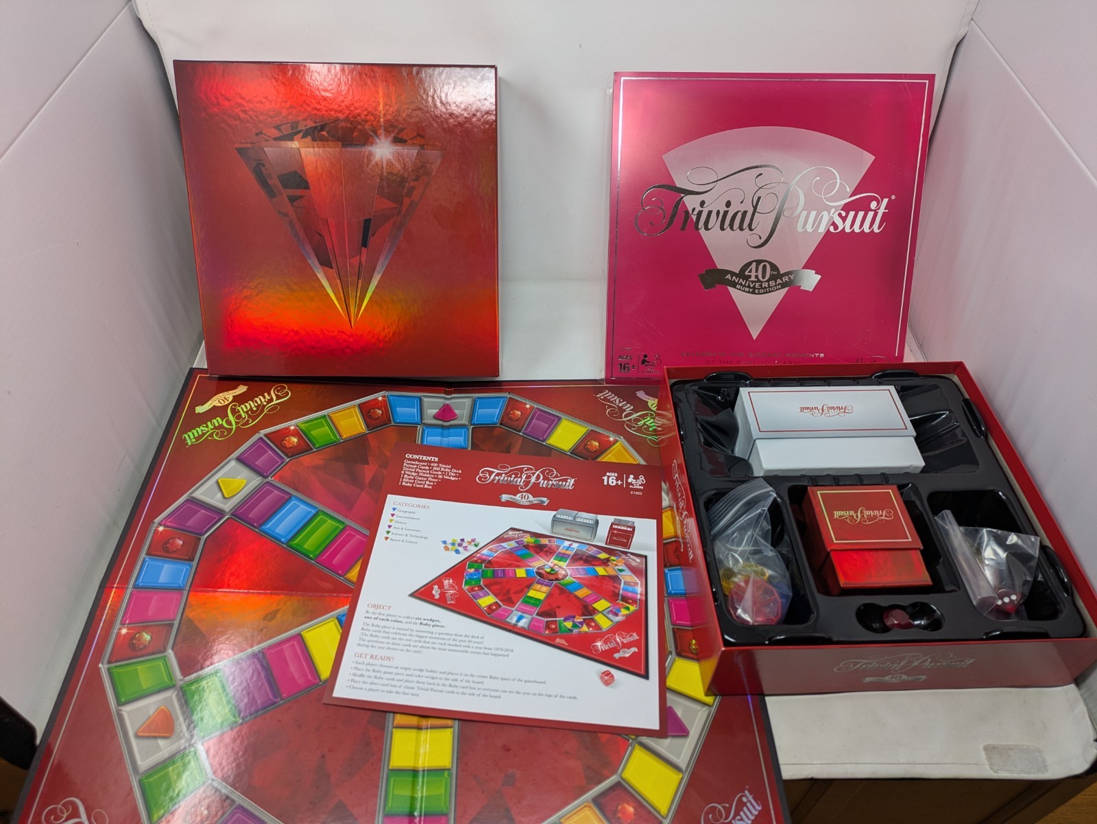 Hasbro Trivial Pursuit 40th Anniversary Ruby Edition Board Game 100% Complete!