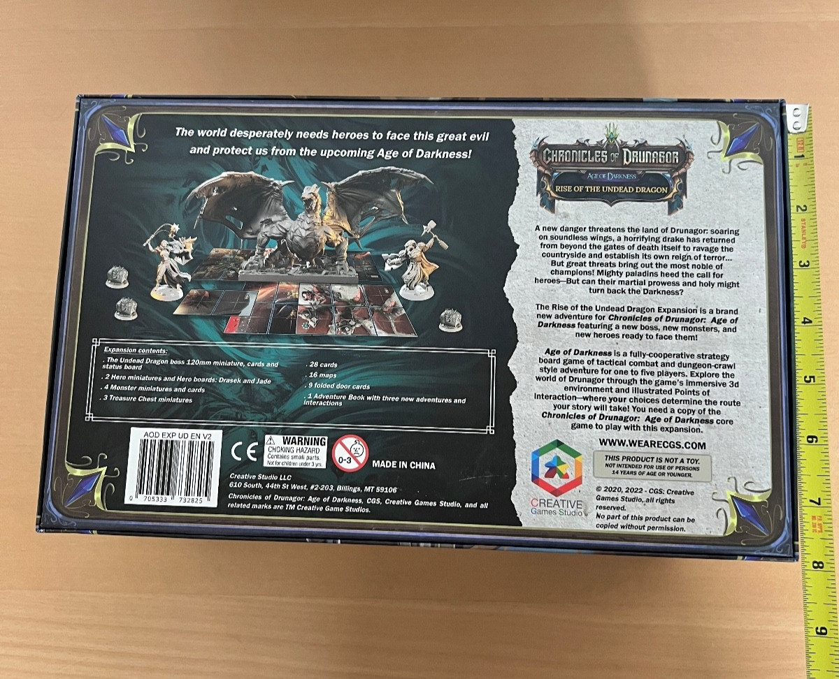 Empty Box Chronicles of Drunagor Rise Undead Dragon Board Game Replacement Parts