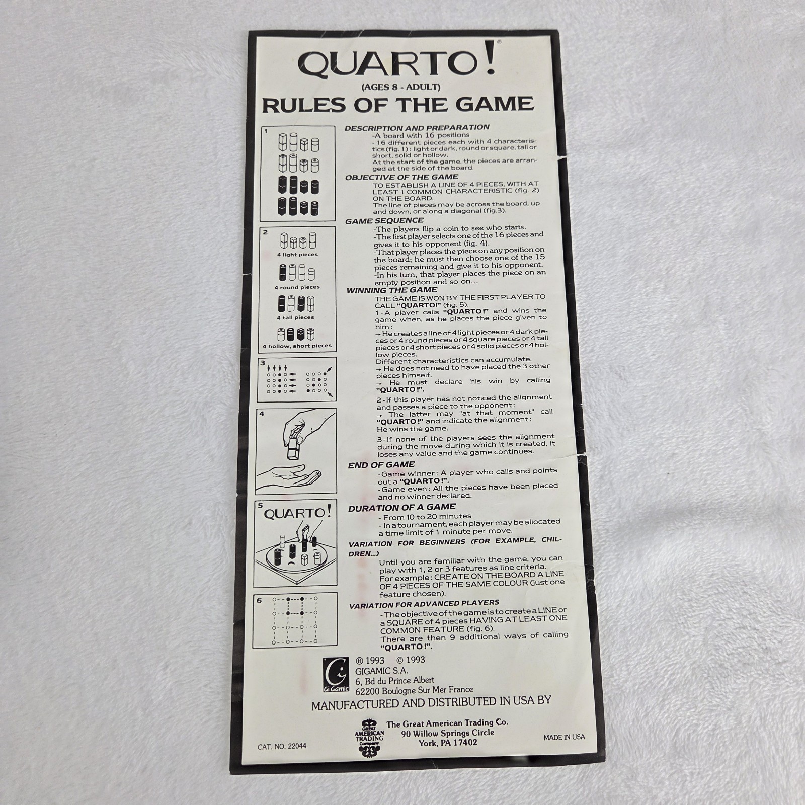 Vintage 1993 Quarto Wooden Strategy Board Game Gigamic Complete Set