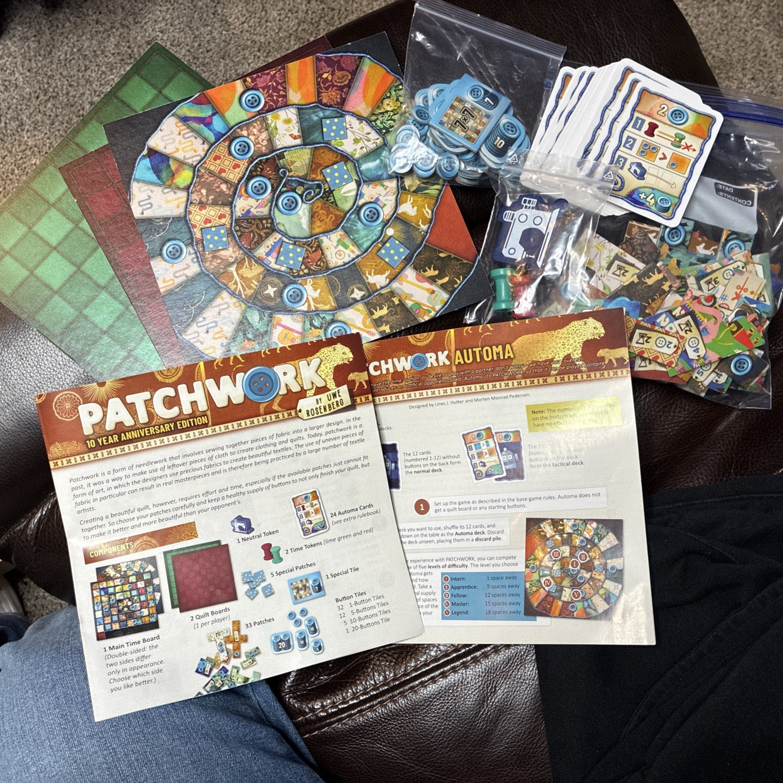 PATCHWORK 10-Year Anniversary Edition Board Game Uwe Rosenberg Complete/Excellen