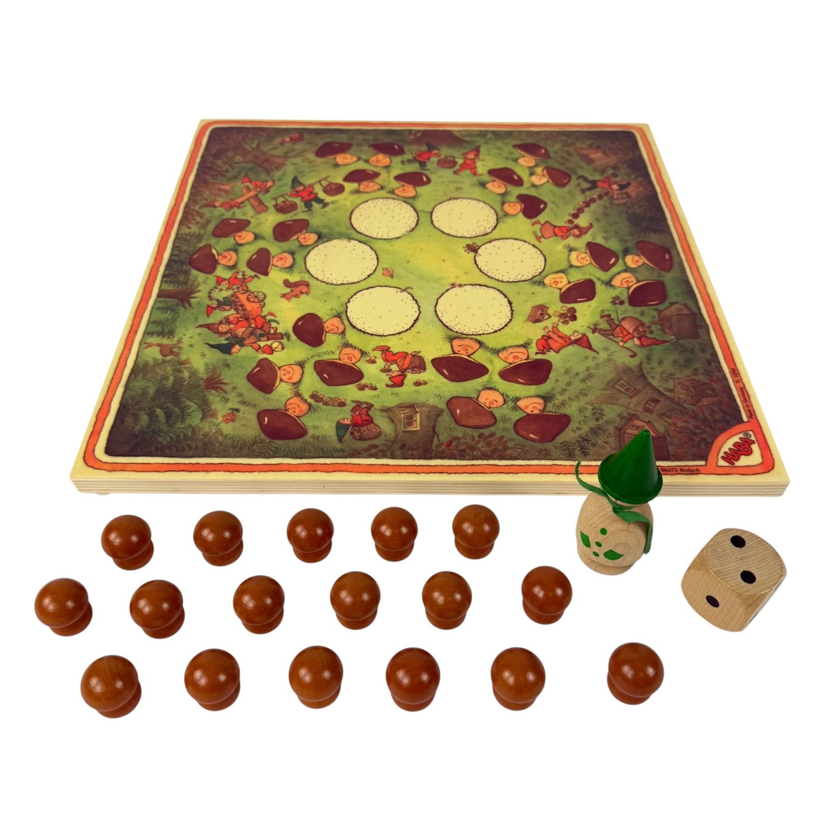 VTG 1997 Willy Woodgoblin Haba Wooden Board Memory Game Mushrooms Germany RARE