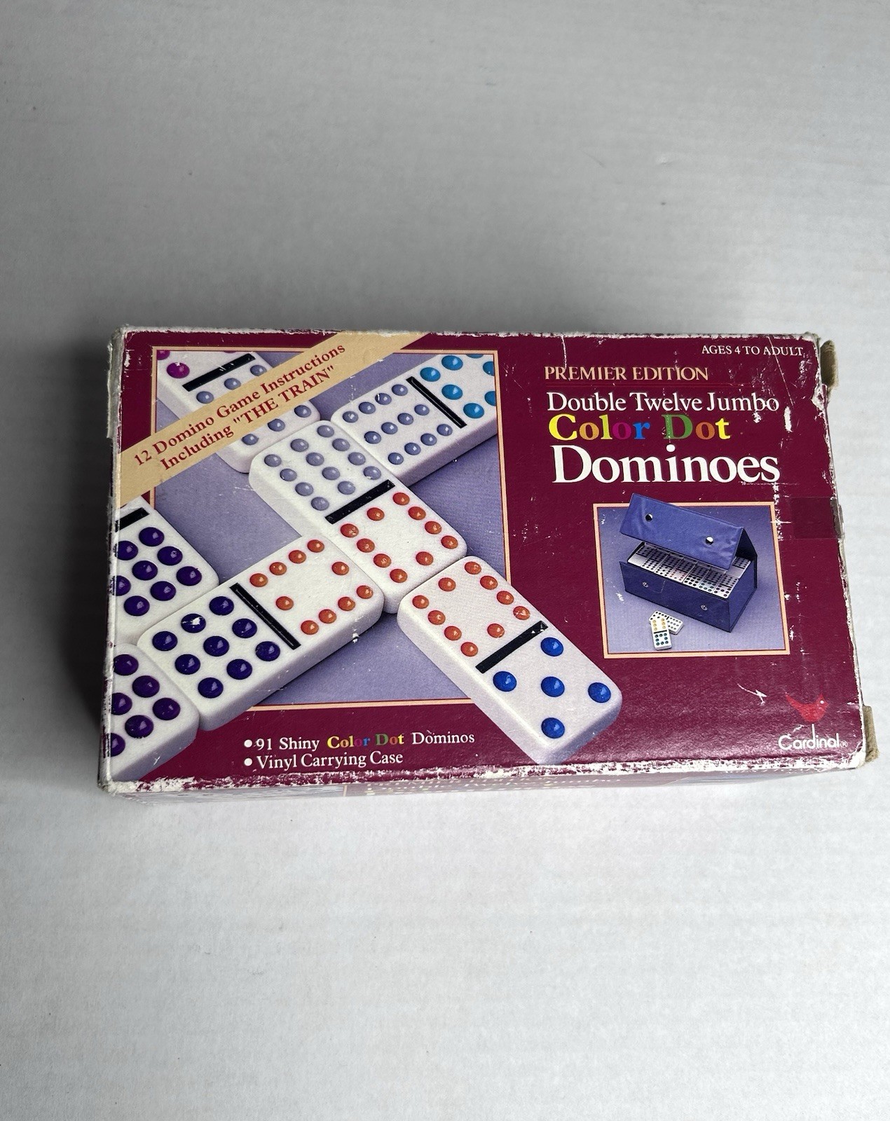 Cardinal Premier Edition Double Twelve Jumbo Color Dot Dominoes VINTAGE