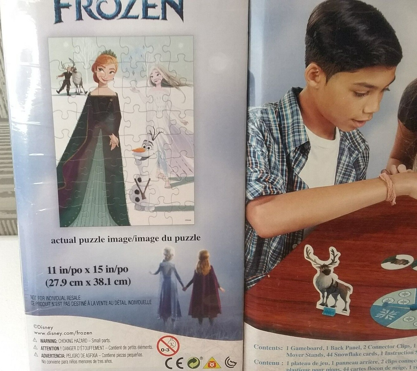 DISNEY FROZEN 2IN1 48 PIECE GLITTER PUZZLE AND SNOWFLAKE JOURNEY BOARD GAME 5+